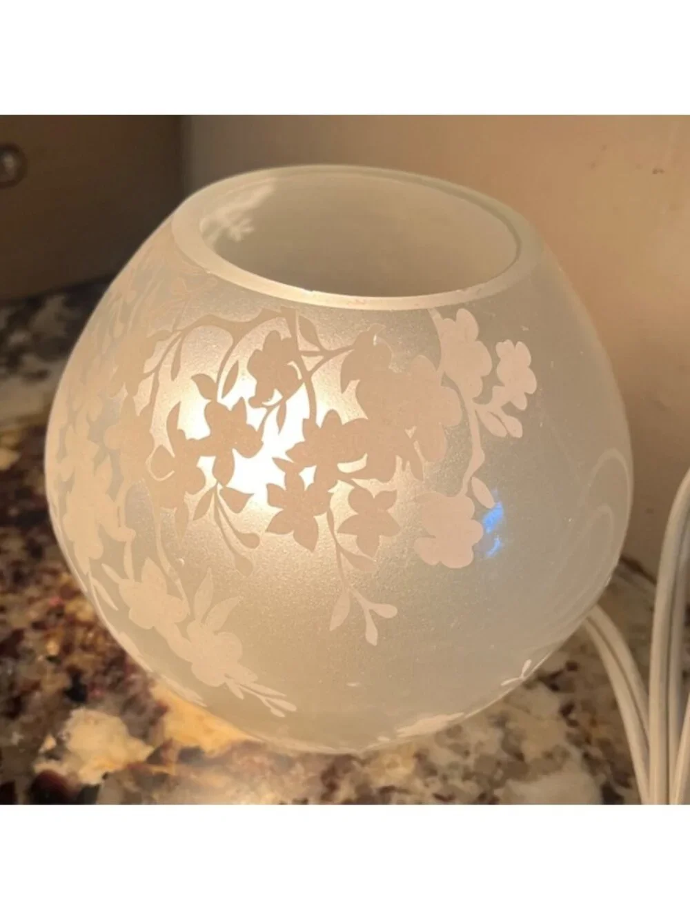 Frosted Glass Floral Pattern Electric Lamp 4.5 Inch
